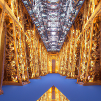 the French monument called the Hall of Mirrors which extends into the Eiffel Tower and opens the perspective of upside-down architecture